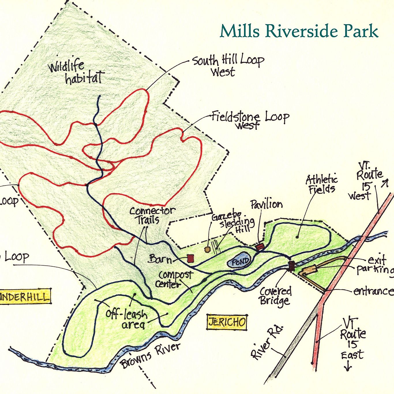 Mills Riverside Park Trail Map